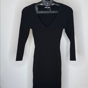 DKNY Elegant Black Long Sleeve Dress